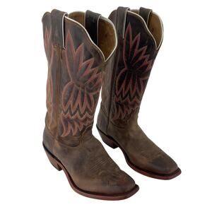 Tony Lama Brown and Red Ankle Boots